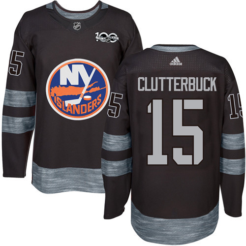 Adidas Islanders #15 Cal Clutterbuck Black 1917-100th Anniversary Stitched NHL Jersey